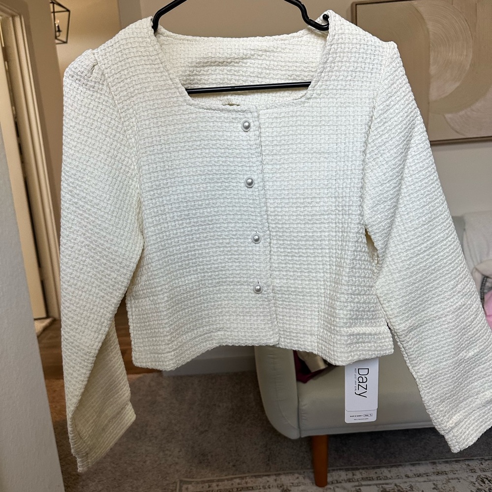 Dazy Cream Textured Cardigan